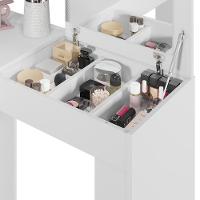 Escrivaninha Penteadeira Camarim De Canto Com Espelho Jade Branco Fosco Liso - Mabe Magazine - 2