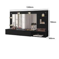 Camarim Penteadeira Lumiere Mesa Suspensa Com Espelho E Gaveta Organizadora Preto Fosco - Mabe Magazine - 2