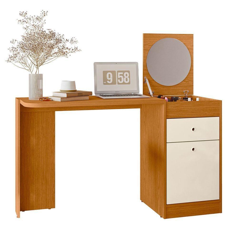 Penteadeira Camarim Com Gaveta E Espelho Desire Cinamomo/off White - 1