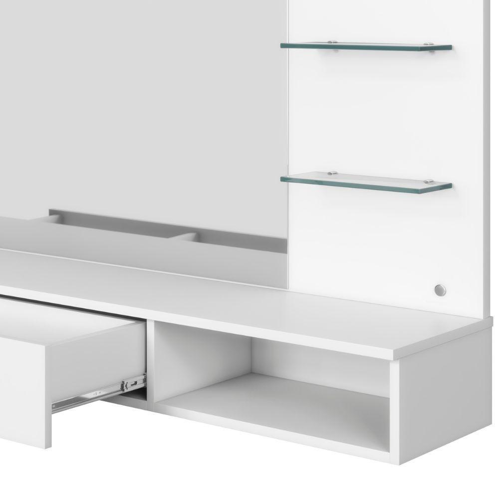 Camarim Penteadeira Lumiere Mesa Suspensa Com Espelho E Gaveta Organizadora Branco Fosco - Mabe Magazine - 4