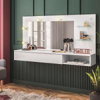 Camarim Penteadeira Lumiere Mesa Suspensa Com Espelho E Gaveta Organizadora Branco Fosco - Mabe Magazine - 1