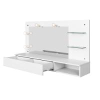 Camarim Penteadeira Lumiere Mesa Suspensa Com Espelho E Gaveta Organizadora Branco Fosco - Mabe Magazine - 2