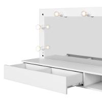 Camarim Penteadeira Lumiere Mesa Suspensa Com Espelho E Gaveta Organizadora Branco Fosco - Mabe Magazine - 3