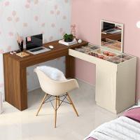 Escrivaninha Penteadeira Camarim De Canto Com Espelho Star Freijó-off White - Mabe Magazine - 1