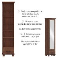 Sapateira 1 Porta Espelho Madeira Maciça 194x47 Cm 2255 Cafe Milani Store Cafe