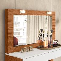 Penteadeira Camarim Escrivaninha Com Espelho Gala Branco Fosco-cinamomo Mel - Mabe Magazine - 2