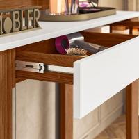 Penteadeira Camarim Escrivaninha Com Espelho Gala Branco Fosco-cinamomo Mel - Mabe Magazine - 3