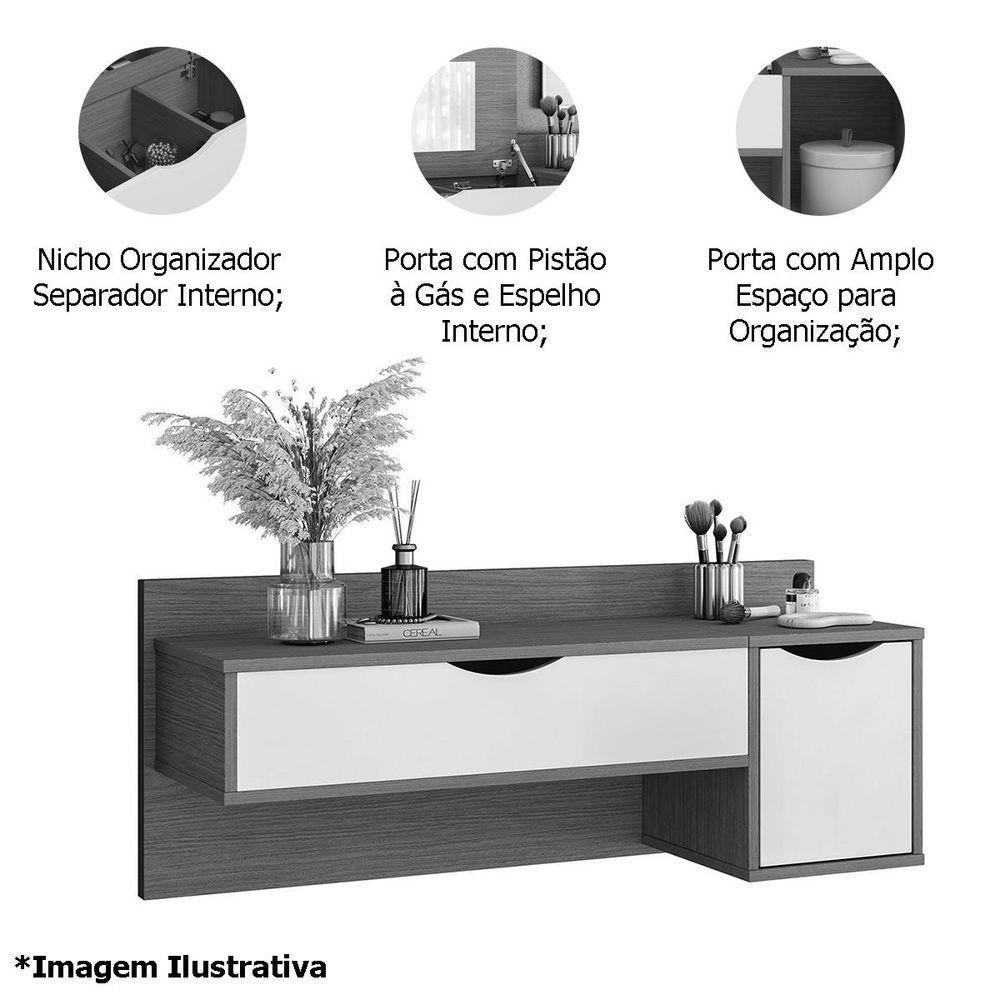 Penteadeira Camarim Suspensa Com Espelho E Nichos Make Cinamomo/off White - 4