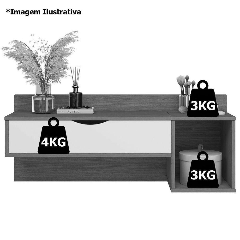 Penteadeira Camarim Suspensa Com Espelho E Nichos Make Cinamomo/off White - 5