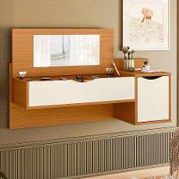 Penteadeira Camarim Suspensa Com Espelho E Nichos Make Cinamomo/off White - 9