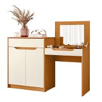 Penteadeira Escrivaninha Com Espelho 2 Portas 1 Gaveta Theo Cinamomo/off White - 1