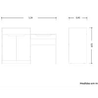 Penteadeira Escrivaninha Com Espelho 2 Portas 1 Gaveta Theo Cinamomo/off White - 5