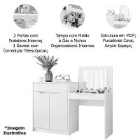 Penteadeira Escrivaninha Com Espelho 2 Portas 1 Gaveta Theo Cinamomo/off White - 7