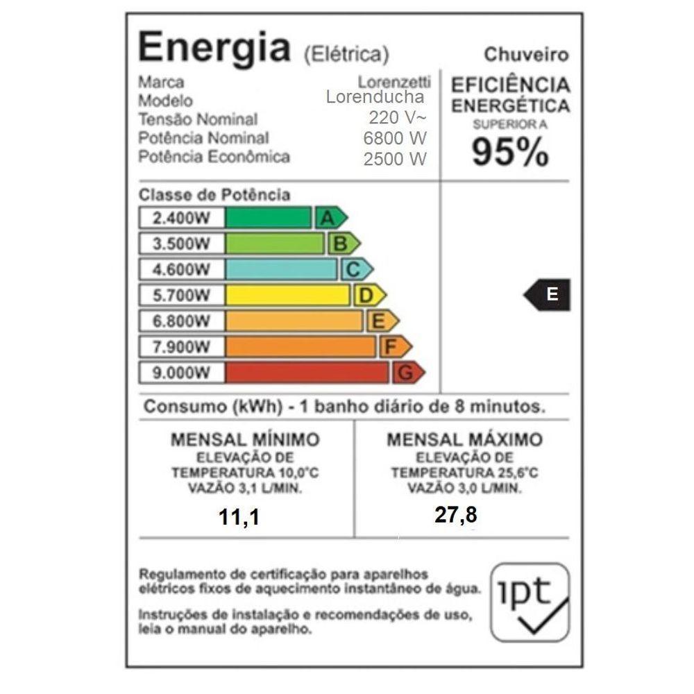 Chuveiro Lorenducha Multitemperaturas Lorenzetti 220v~6800w - 4