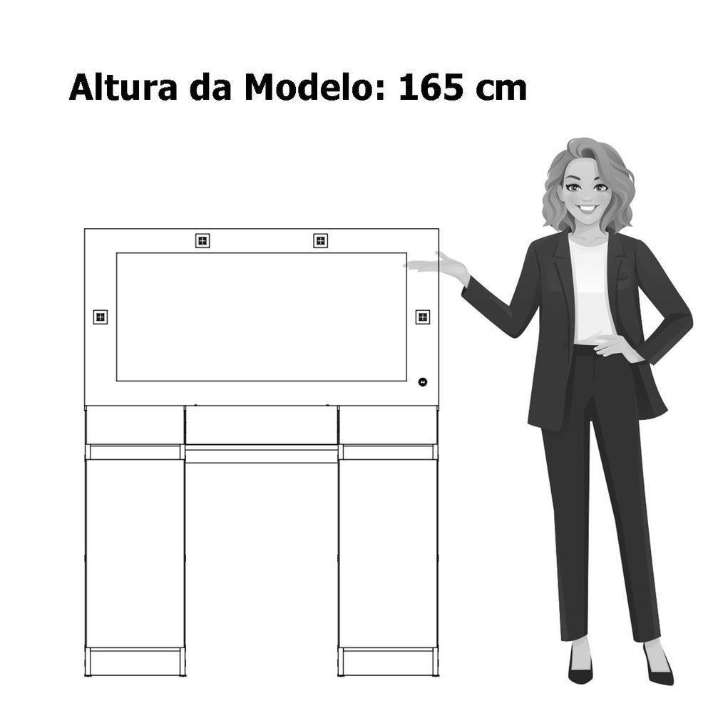 Penteadeira Camarim Porta Joias 3 Gavetas 2 Portas Princess Cinamomo/off White - 10