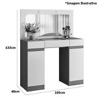 Penteadeira Camarim Porta Joias 3 Gavetas 2 Portas Princess Cinamomo/off White - 3