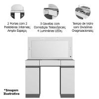 Penteadeira Camarim Porta Joias 3 Gavetas 2 Portas Princess Cinamomo/off White - 5