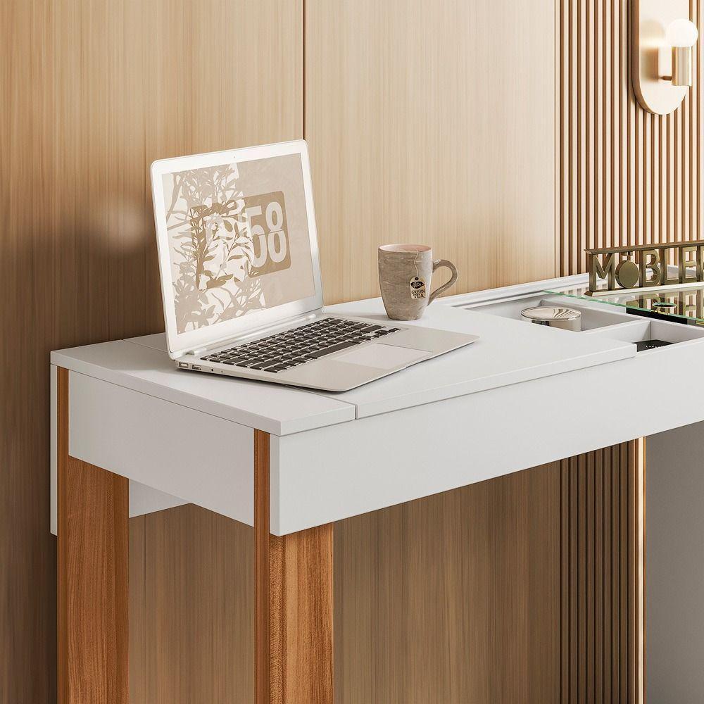 Penteadeira Camarim Escrivaninha Com Espelho Play Branco Fosco-cinamomo Mel - Mabe Magazine - 2