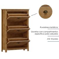 Sapateira 3 Gavetas Madeira Maciça 80 Cm 9175 Freijo Milani Store - 3
