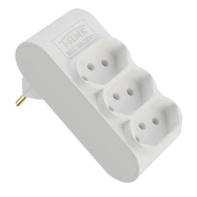 Plugue Multiplicador Fame 3 Tomadas 2p+t 10a Branco