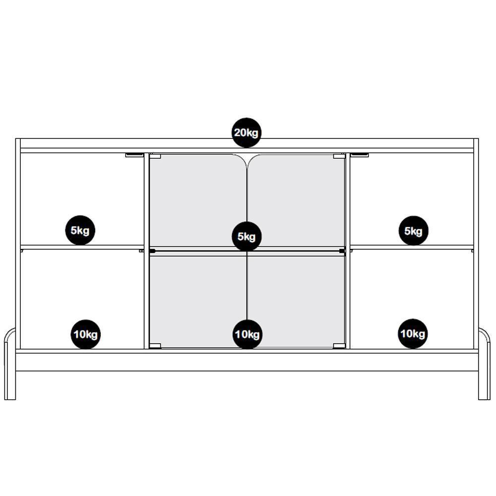 Balcao Buffet 50528 Porta De Vidro 168cm Branco Cedro Dcasa Branco Cedro - 7