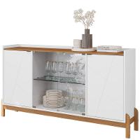 Balcao Buffet 50528 Porta De Vidro 168cm Branco Cedro Dcasa Branco Cedro - 1