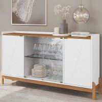 Balcao Buffet 50528 Porta De Vidro 168cm Branco Cedro Dcasa Branco Cedro - 2