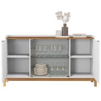 Balcao Buffet 50528 Porta De Vidro 168cm Branco Cedro Dcasa Branco Cedro