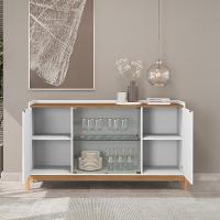 Balcao Buffet 50528 Porta De Vidro 168cm Branco Cedro Dcasa Branco Cedro - 9