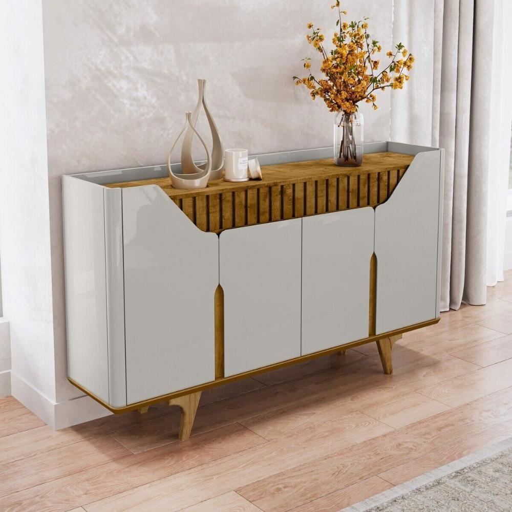 Aparador Buffet Com 4 Portas Retrô 160cm Multimóveis Cr50105 Off White Naturalle - 1