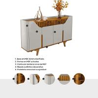 Aparador Buffet Com 4 Portas Retrô 160cm Multimóveis Cr50105 Off White Naturalle - 3