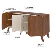 Buffet 4 Portas Sala De Jantar 160 Cm 4506 Cedro Off White Arly Cedro Off White - 7