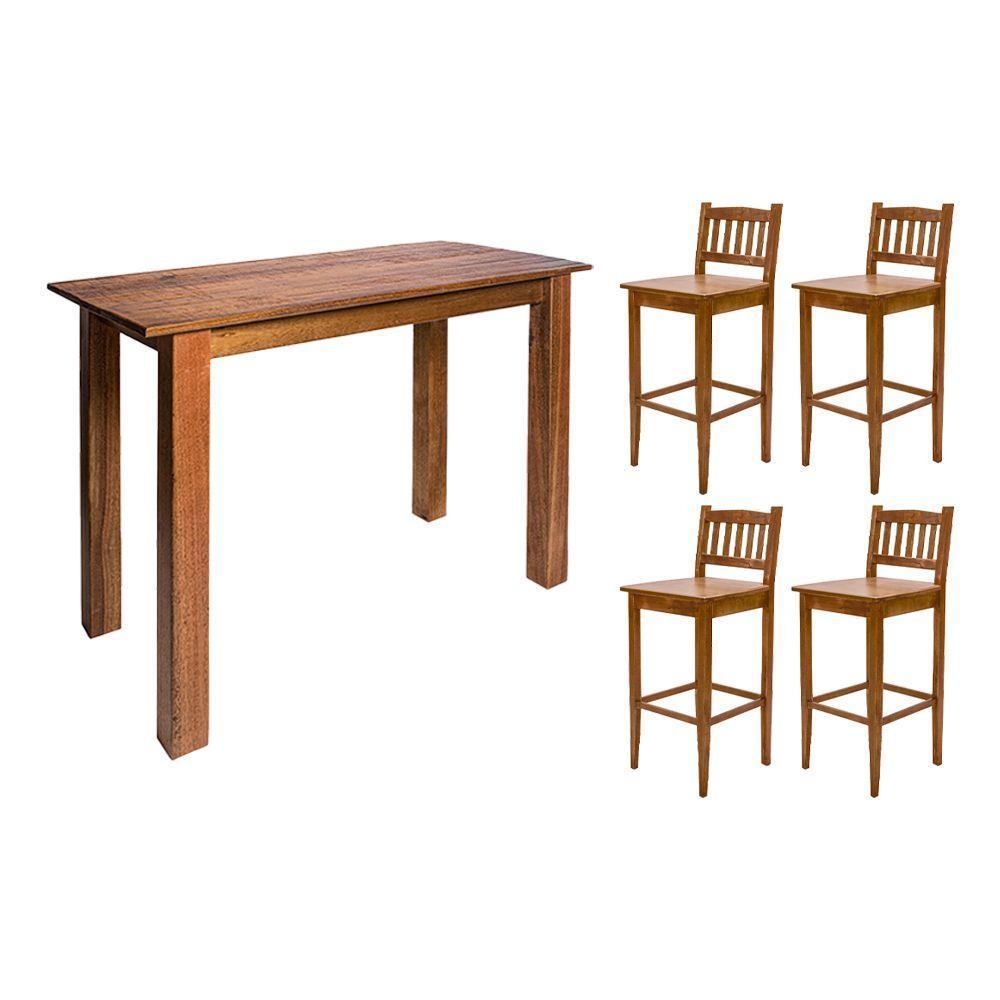 Conjunto Decorativo Aparador 2,00m Com 4 Banquetas Bh Para Hall De Apartamento Em Madeira Maciça - N - Bege - 1