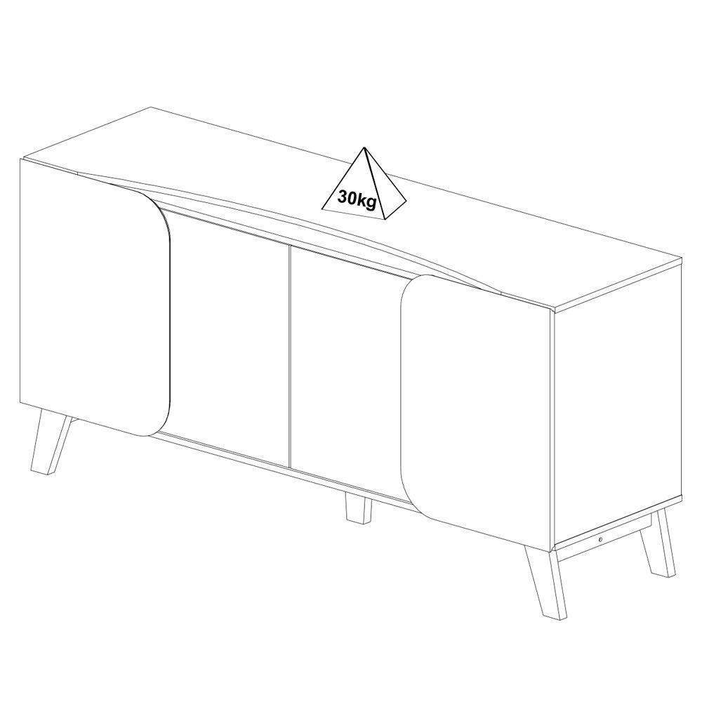 Buffet 4 Portas Sala De Jantar 160 Cm 4505 Off White Pinho Arly Off White Pinho - 4