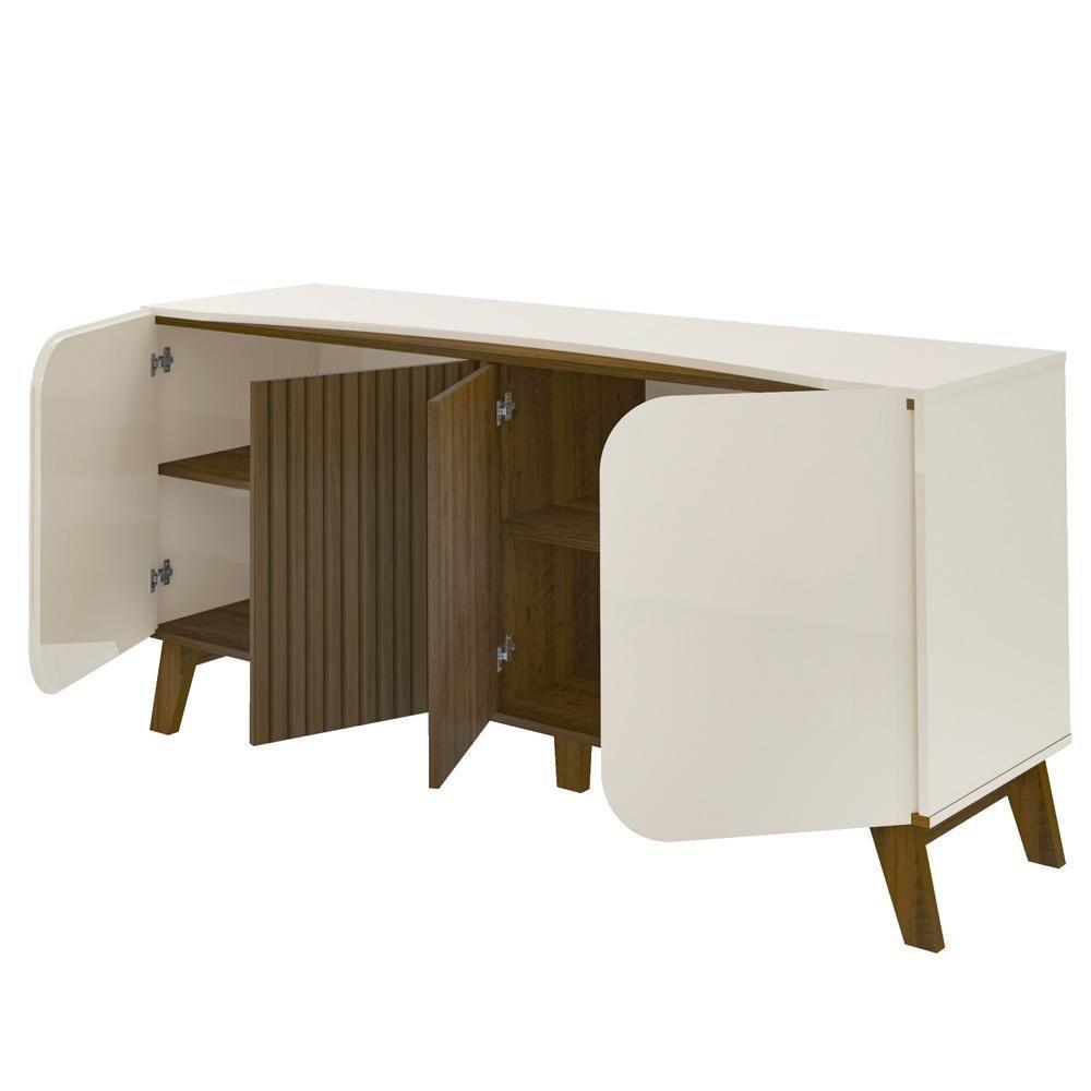 Buffet 4 Portas Sala De Jantar 160 Cm 4505 Off White Pinho Arly Off White Pinho - 5