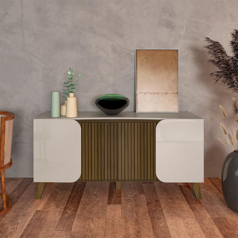 Buffet 4 Portas Sala De Jantar 160 Cm 4505 Off White Pinho Arly Off White Pinho - 8