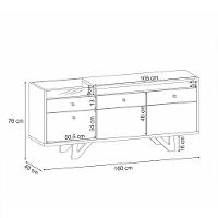 Buffet Aparador Noeli Com Bandeja Lateral Mdp/mdf Pés Em Madeira Castanho/off White G26 - Gran Belo - 8