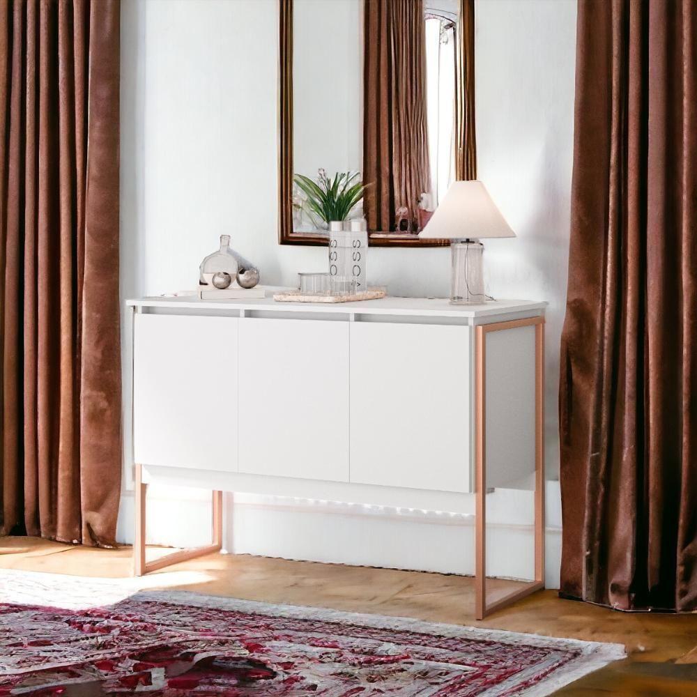 Buffet Luxuoso 3 Portas Barcelona Branco Cobre - 1