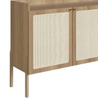 Balcão Buffet 2 Portas Oslo Artesano 139 Cm (largura) Mdp Hanover Palha Sintética Bege Pé Madeira - 3
