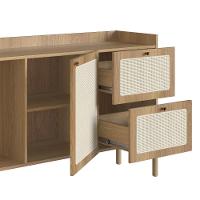 Balcão Buffet 2 Portas Oslo Artesano 139 Cm (largura) Mdp Hanover Palha Sintética Bege Pé Madeira
