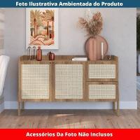 Balcão Buffet 2 Portas Oslo Artesano 139 Cm (largura) Mdp Hanover Palha Sintética Bege Pé Madeira - 6