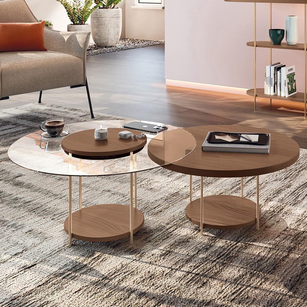 Kit Aparador Para Sala Friesen Com 02 Mesas De Centro Redonda Allure B01 Castanho - Lyam Decor - 3