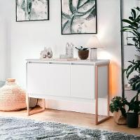 Buffet 3 Portas Estilo Industrial Amsterdã Branco Cobre - 1