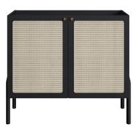 Balcão Bar Buffet 2 Portas Oslo Artesano 93 Cm (largura) Mdp Nero Palha Sintética Bege Pé Madeira - 2