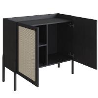 Balcão Bar Buffet 2 Portas Oslo Artesano 93 Cm (largura) Mdp Nero Palha Sintética Bege Pé Madeira - 3