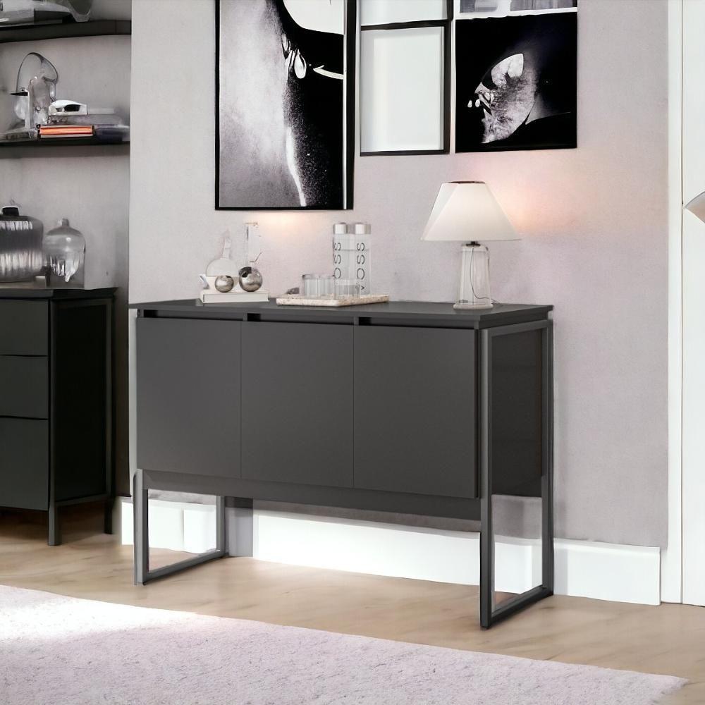 Buffet 3 Portas Estilo Industrial Amsterdã Preto Onix - 2