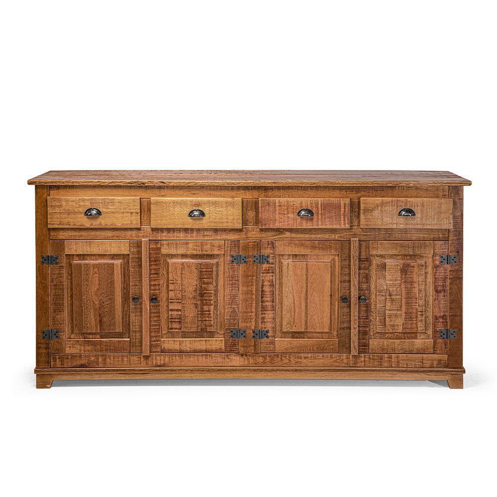 Buffet Arca Rústico Decorativo Em Madeira Maciça 4 Portas E 4 Gavetas - Natural - Bege - 1