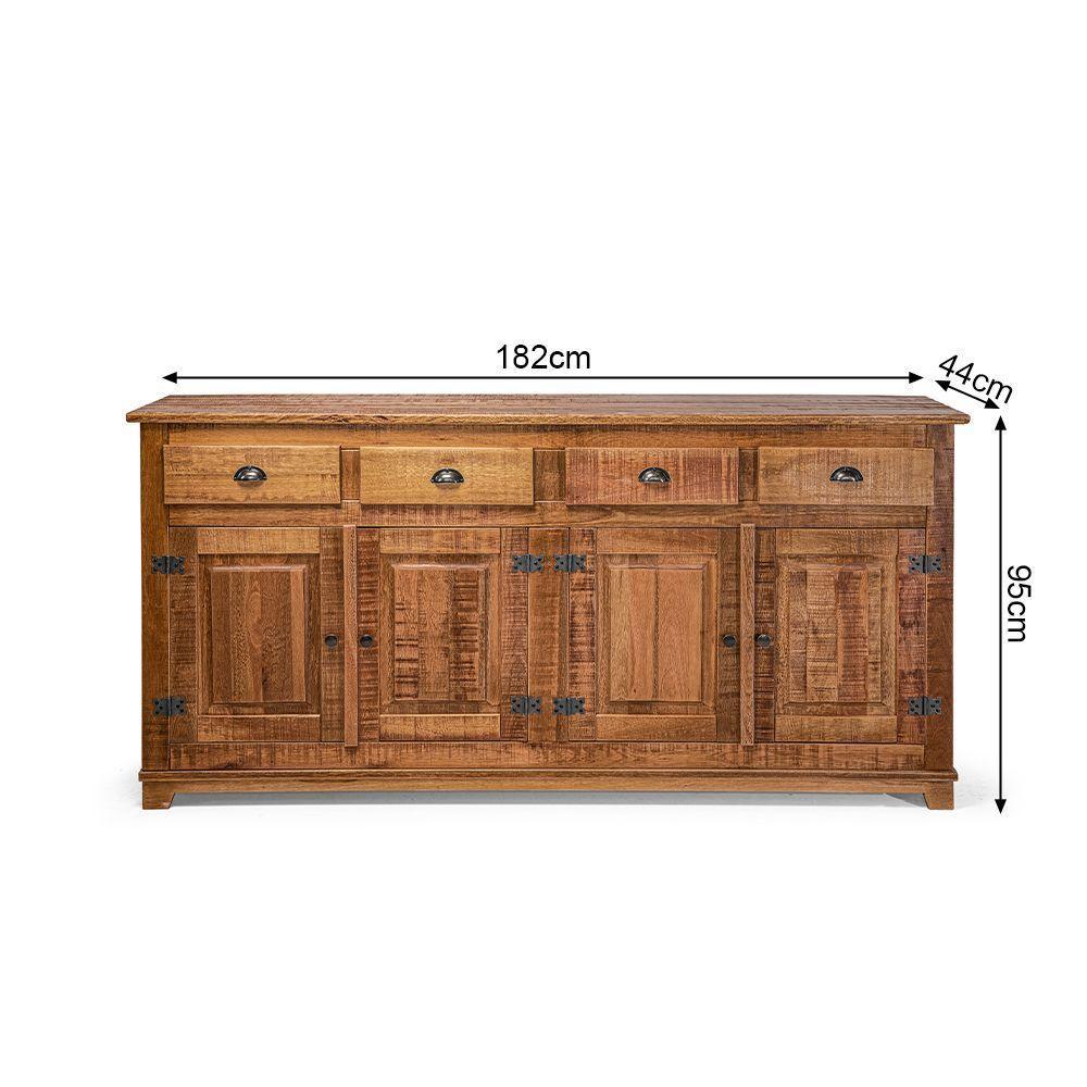 Buffet Arca Rústico Decorativo Em Madeira Maciça 4 Portas E 4 Gavetas - Natural - Bege - 2