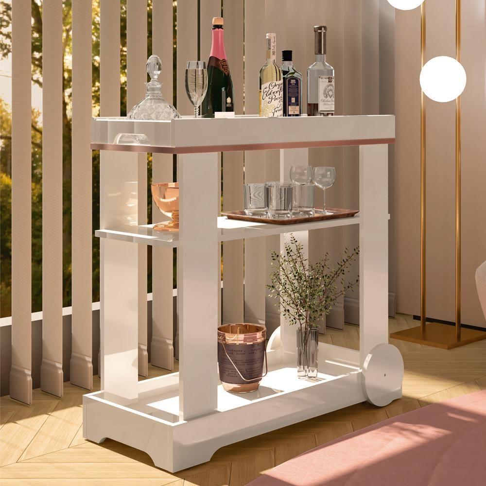 Carrinho Bar Com Rodizios 80 Cm 4627 Off White Arly - 2