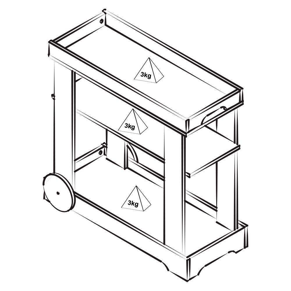 Carrinho Bar Com Rodizios 80 Cm 4627 Off White Arly - 4